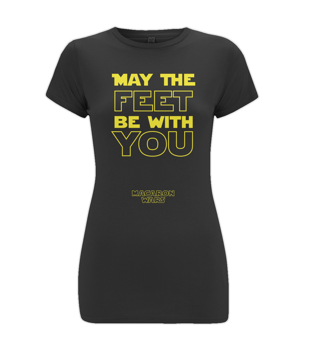 Women's Stretch T-Shirt: Macaron Wars - May the feet be with you