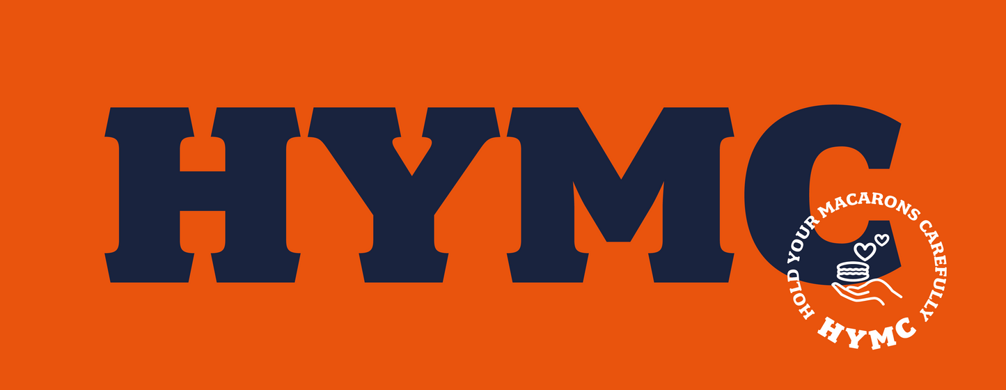 Builders Mug: HYMC [Hold Your Macarons Carefully] [Orange/Navy/White]